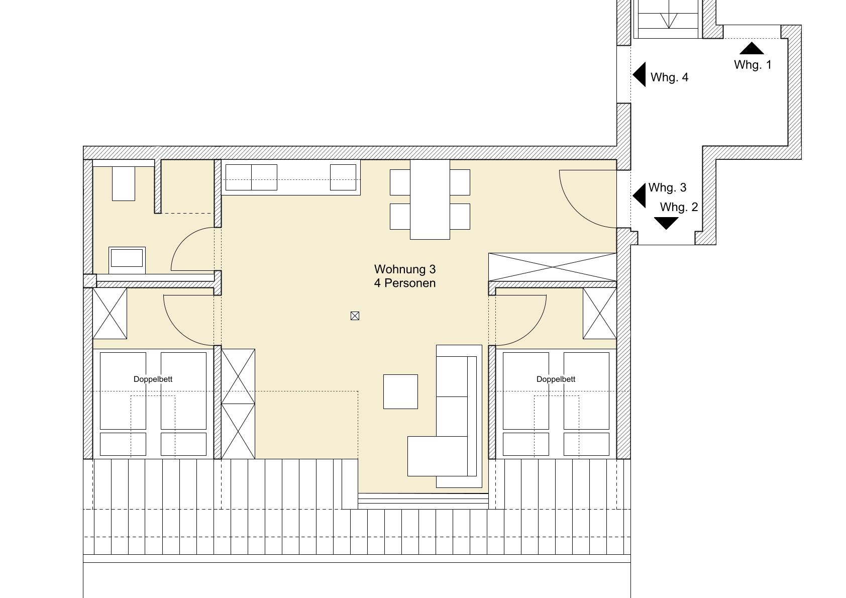 Wohnung 3 (4 Personen, 45 m²)