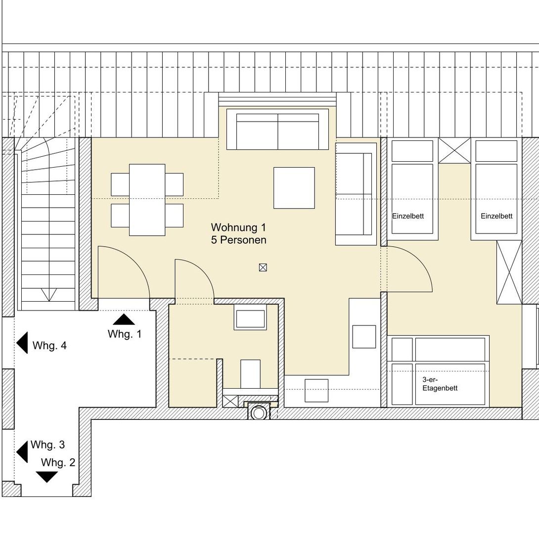  Wohnung 1 (5 Personen, 43 m²):