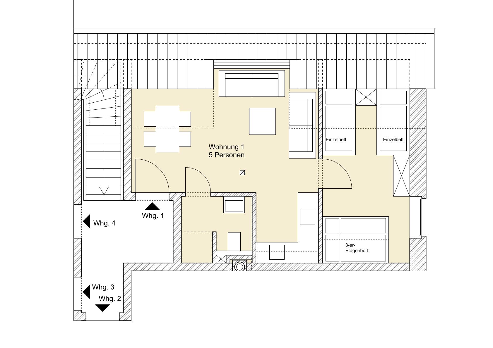  Wohnung 1 (5 Personen, 43 m²):